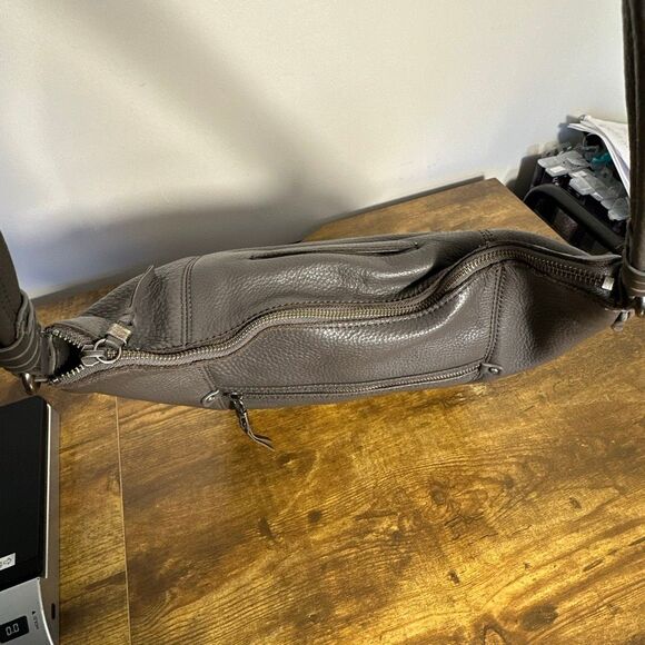 The Sak Sequoia Leather Handbag Gray Hobo Shoulder Bag Purse Pebbled Leather - Picture 5 of 12